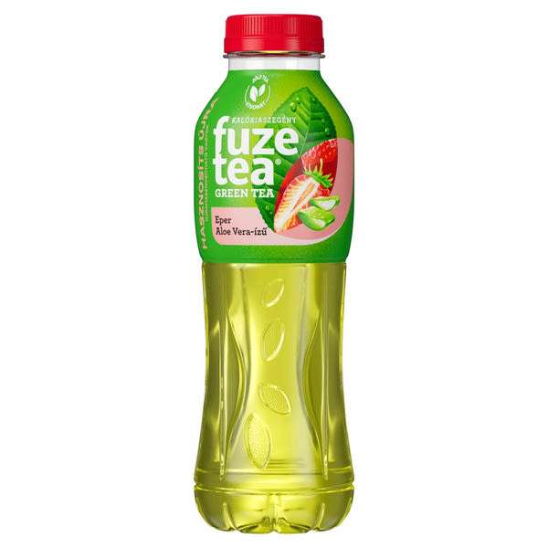 FuzeTea szénsavmentes eper-aloe vera-ízű üdítőital zöld tea kivonattal - 500 ml