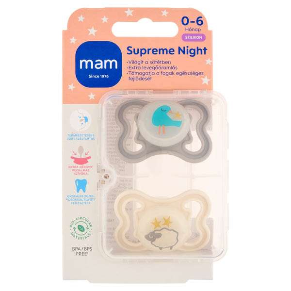 MAM Supreme Night szilikon alvócumi 0-6 hónapos korig - 2 db