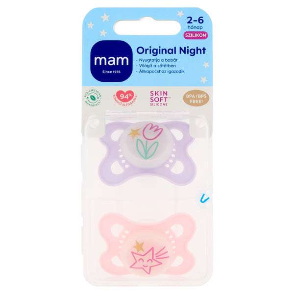 MAM Original Night szilikon alvócumi 2-6 hónapos kortól - 2 db