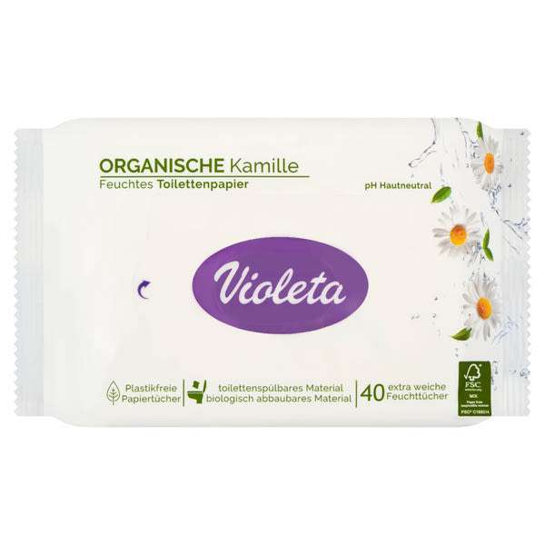 VIOLETA nedves toalettpapír, kamilla illatú - 40 db