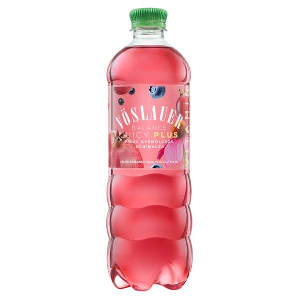 Vöslauer Balance Juicy Plus ásványvíz piros gyümölcsök-echinacea ízesítésű - 750 ml