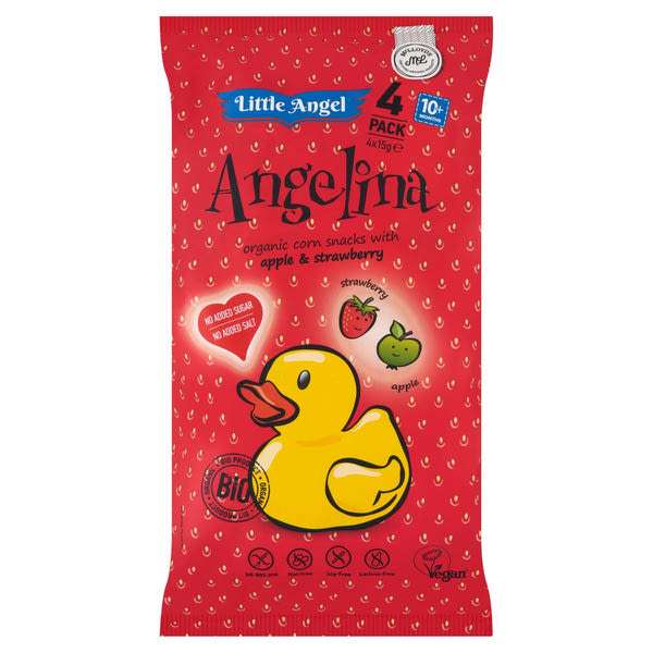 Angelina Bio kukorica snack alma, eper ízesítéssel 10 hónapos kortól - 60 g