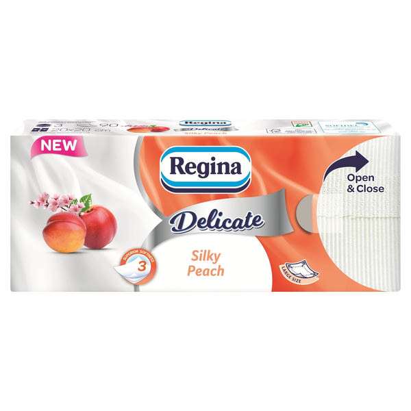 Regina Delicate Silky Peach papírzsebkendő 3 rétegű - 90 db