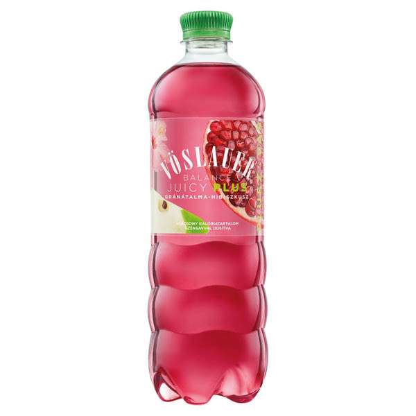 Vöslauer Balance Juicy Plus gránátalma-hibiszkusz ízű szénsavas üdítőital hozzáadott vassal - 750 ml