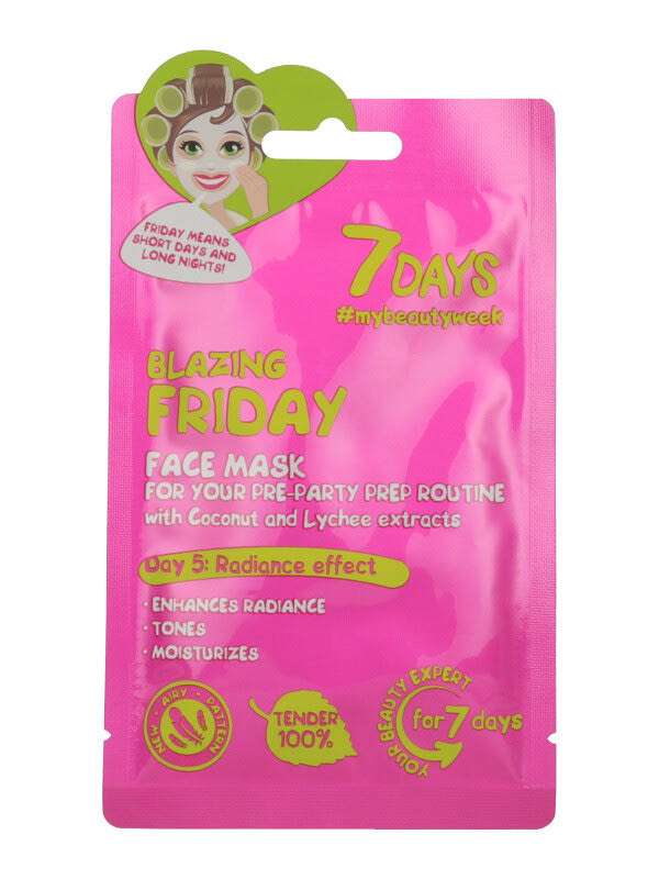 7Days Lángoló Péntek arcmaszk kókuszvízzel és licsivel - 28 g