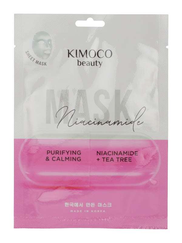 Kimoco tisztító és nyugtató fátyolmaszk niacinamide és teafával - 23 ml