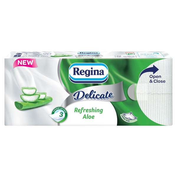 Regina Delicate Refreshing Aloe papír zsebkendő 3 rétegű - 90 db