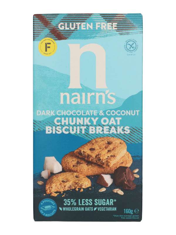 Nairns gluténmentes zabkeksz kókusszal és étcsokoládéval - 160 g