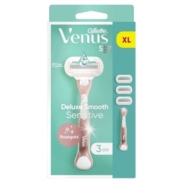 Gillette Venus Deluxe Smooth Sensitive nyél + 3 borotvabetét - 1 db
