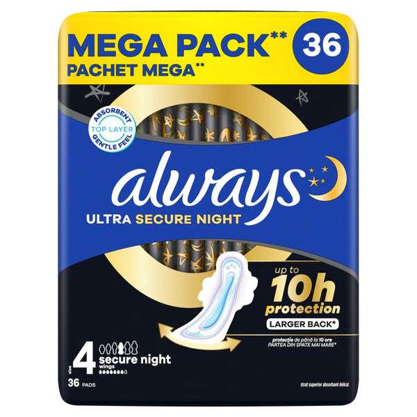 Always Ultra Secure Night egészségügyi betét - 36 db