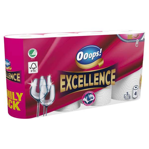 Ooops! Excellence konyhai papírtörlő 3 rétegű - 4 db