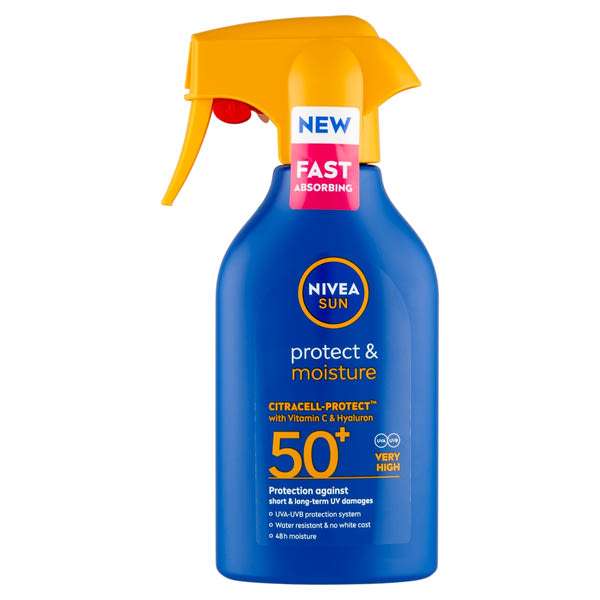 Nivea Sun Protect & Moisture szórófejes naptej F50+ - 270 ml