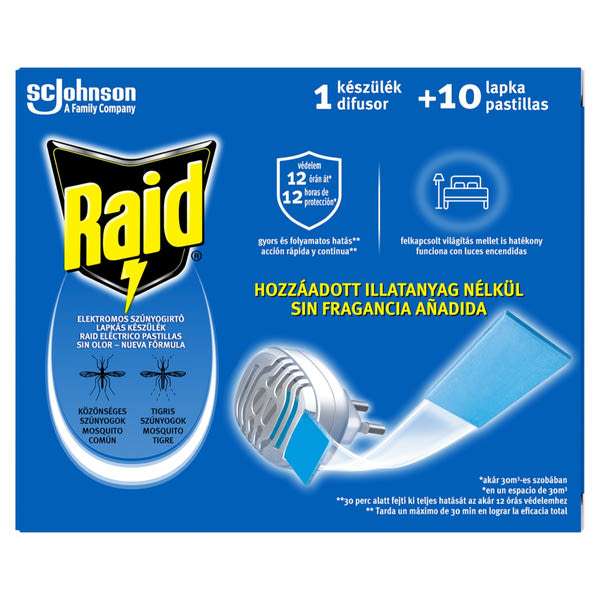 Raid elektromos szúnyogírtó készülék utántöltő lappal - 10 db