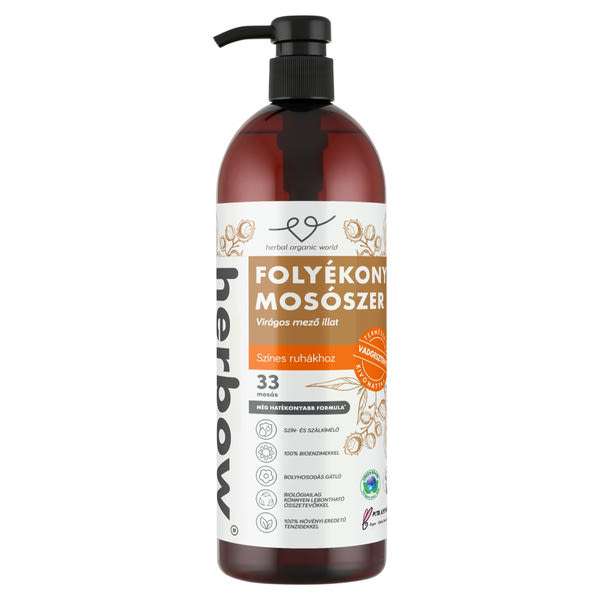 Herbow virágos mező illatú folyékony mosószer színes ruhákhoz 33 mosás - 1000 ml