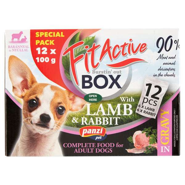FitActive Fit-a-boksz bárány/nyúl alutasakos válogatás kutyák részére - 1,2 kg