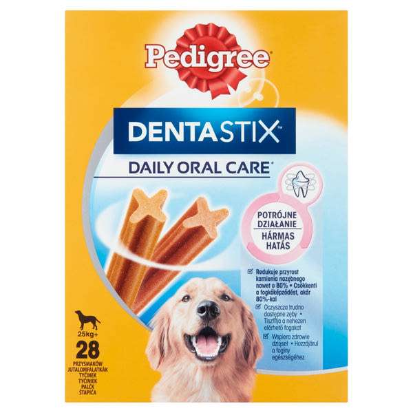 Pedigree DentaStix kiegészítő állateledel 4 hónapnál idősebb kutyák számára 25 kg+ 28 db - 1080 g