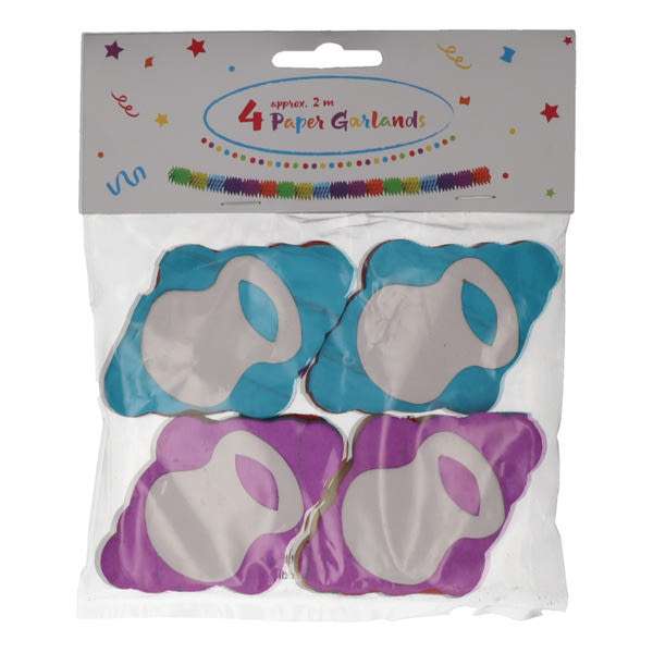 Színes mini papír girland - 4 db