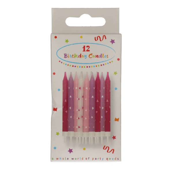 Szülinapi gyertya csillag mintás rózsaszín, tartóval - 12 db