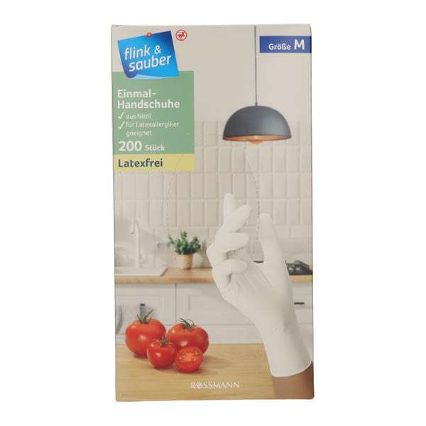 Flink&Sauber egyszerhasználatos gumikesztyű, nitril, M - 200 db