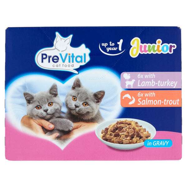 PreVital Junior nedves macskaeledel kölyökmacskáknak szószban alutasakos macskatáp (12x100g) - 1200 g
