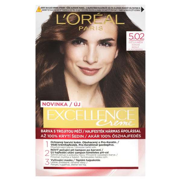 L'Oréal Paris Excellence krémes, tartós hajfesték 5.02 irizáló világosbarna - 1 db