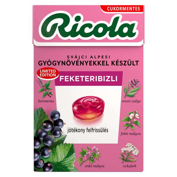 Ricola Feketeribizli gyógynövénycukorka - 40 g
