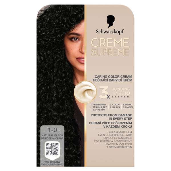 Schwarzkopf Creme Supreme tartós hajfesték /1-0 Természetes fekete - 1 db