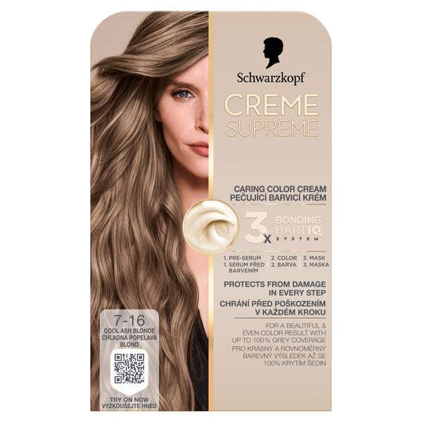 Schwarzkopf Creme Supreme tartós hajfesték /7-16 Hűvös hamvas szőke - 1 db