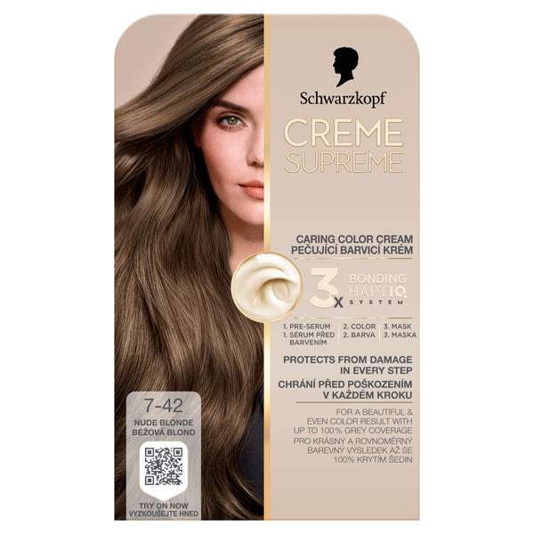Schwarzkopf Creme Supreme tartós hajfesték /7-42 Nude szőke - 1 db