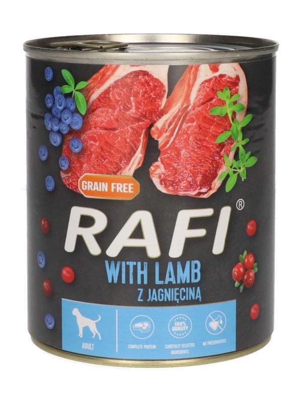 Rafi pástétom kutyáknak bárányhússal, vörös és kékáfonyával - 800 g