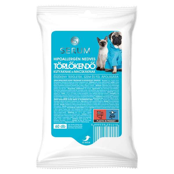 Serum hipoallergén nedves törlőkendő - 60 db