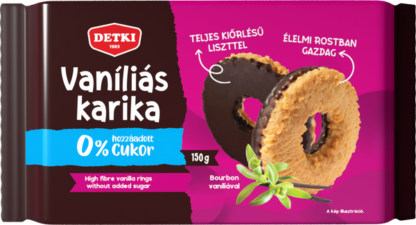 Detki vaníliás karika étbevonóval, hozzáadott cukor nélkül - 150 g