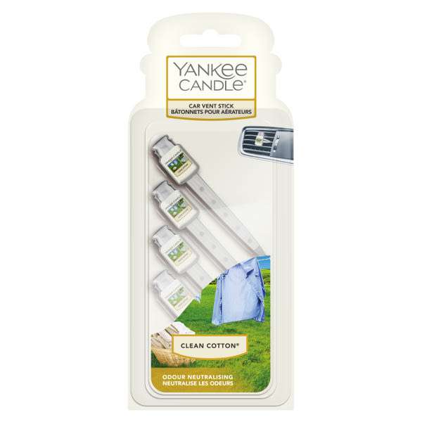 Yankee Candle Clean Cotton autóillatosító pálcikák 4 db - 1 db
