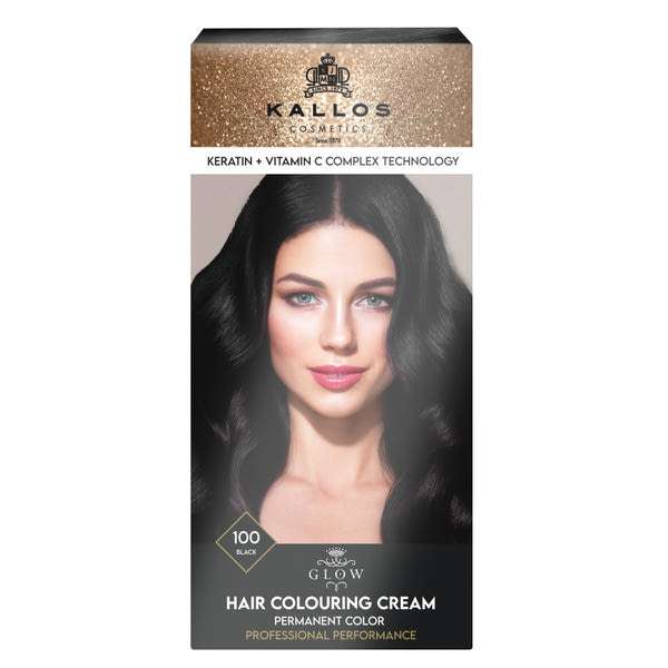 Kallos Glow tartós krémhajfesték /100 fekete - 60 ml