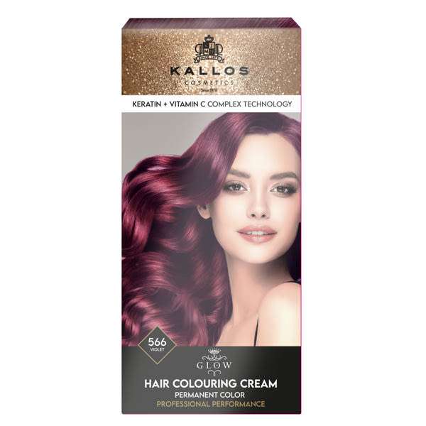 Kallos Glow tartós krémhajfesték /566 ibolya vörös - 60 ml