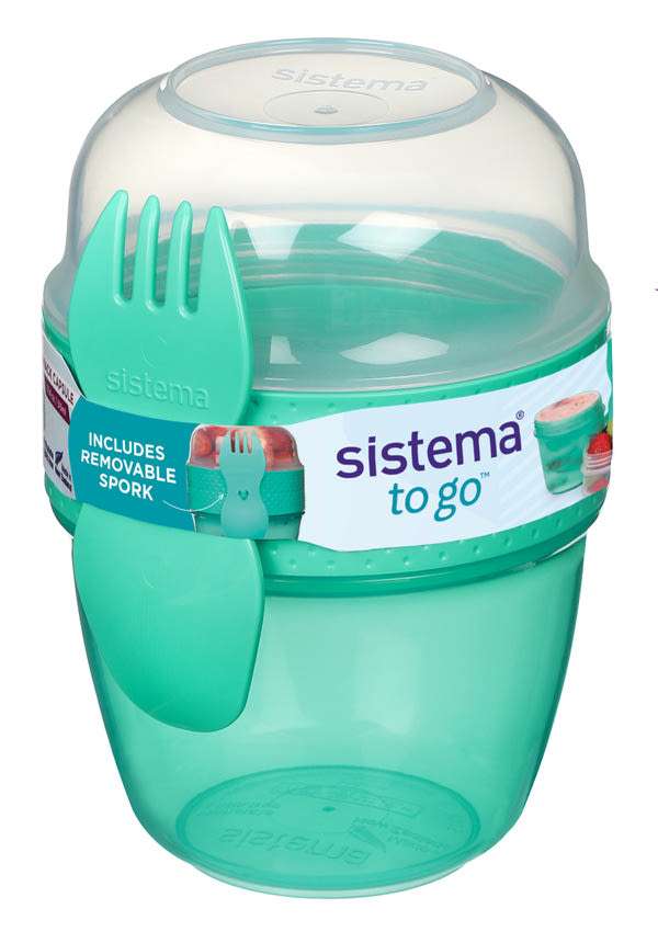 Sistema To-Go Snack Capsule ételtároló doboz 2 rekeszes villával és kanállal 515 ml - 1 db