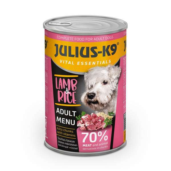 JULIUS-K9 kutya konzerv bárányos-rizses -  1230 g