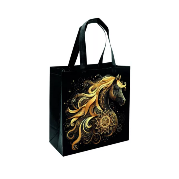 Bevásárlótáska arany ló mintával 35x30 cm - 1 db