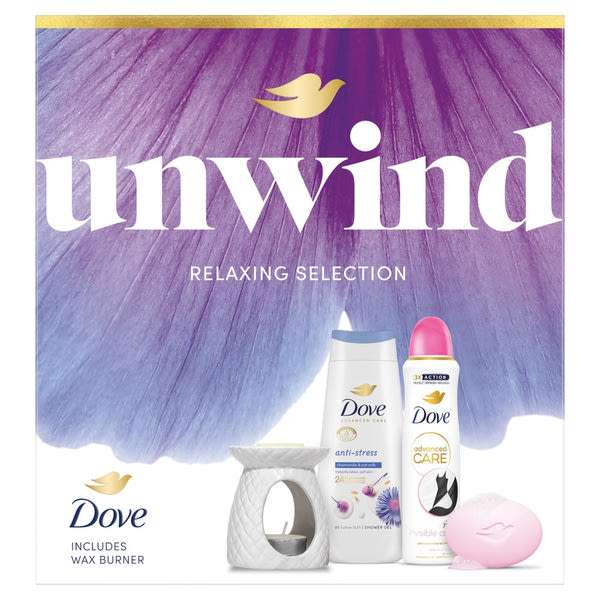 Dove Unwind Relaxing Selection ajándékcsomag viaszolvasztó aromalámpával - 1db