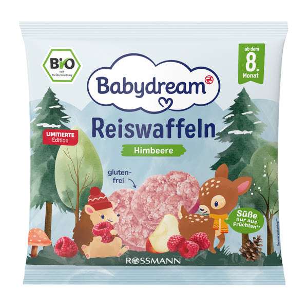 Babydream Bio rizskorong alma és málna ízesítéssel 8 hónapos kortól - 35 g
