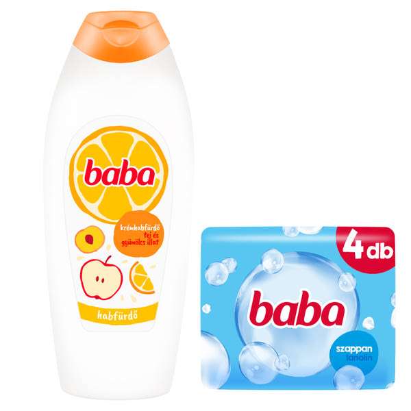 Baba lanolin szappan és krémhabfürdő tej és gyümölcs illattal - 1110 ml