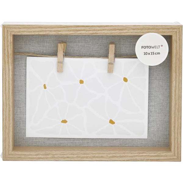 Fotowelt képkeret csipeszekkel 10x15 cm /natúr - 1 db