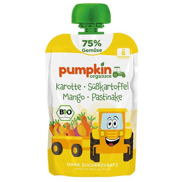 Pumpkin Organics Bio sárgarépapüré mangóval és zöldségekkel 6 hónapos kortól - 100 g