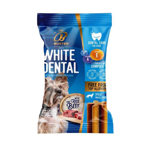 Buster White Dental Stick Beef mini jutalomfalat kutyáknak - 110 g