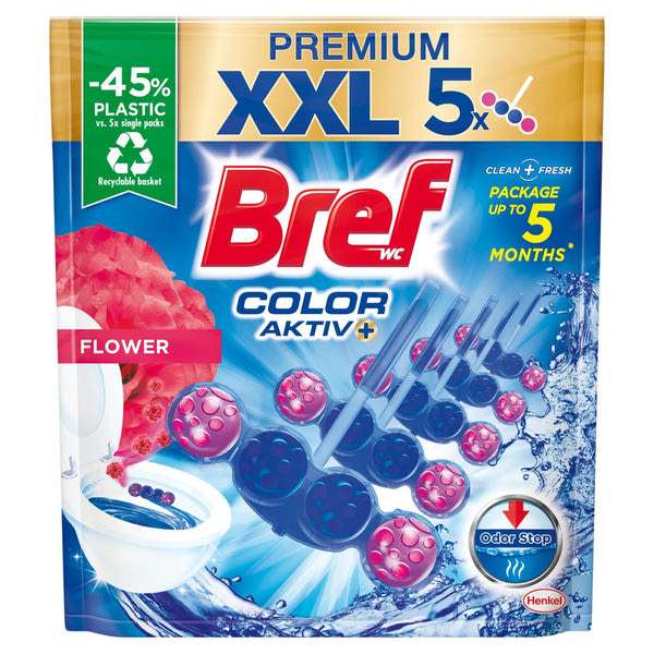 Bref Color Aktív Flower WC illatosító 5x50 g - 250 g