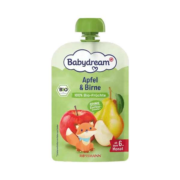 Babydream Bio gyümölcspüré almával és körtével 6 hónapos kortól - 100 g