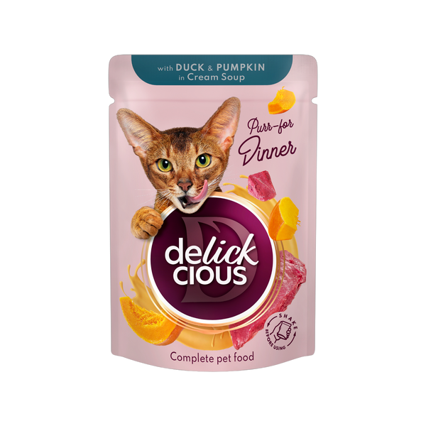 Delickcious krémleves macskáknak kacsával és sütőtökkel - 85 g