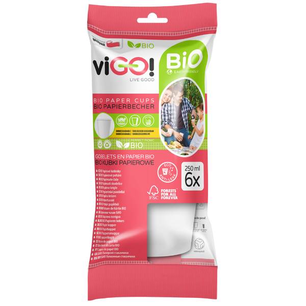 viGO! Bio papír pohár 250 ml-es /fehér - 6 db