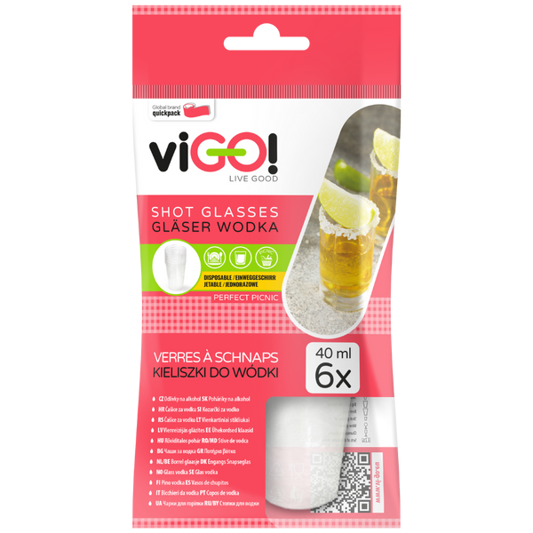 viGO! műanyag röviditalos pohár 40 ml-es - 6 db