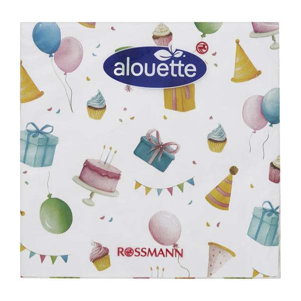 Alouette Happy Birthday szalvéta 25x25 cm - 20 db